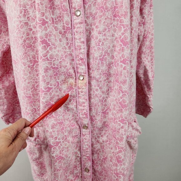 Artistic Fantasy Vintage 90's Nightgown Small Floral Button-Up With Pockets Pink - Picture 11 of 14